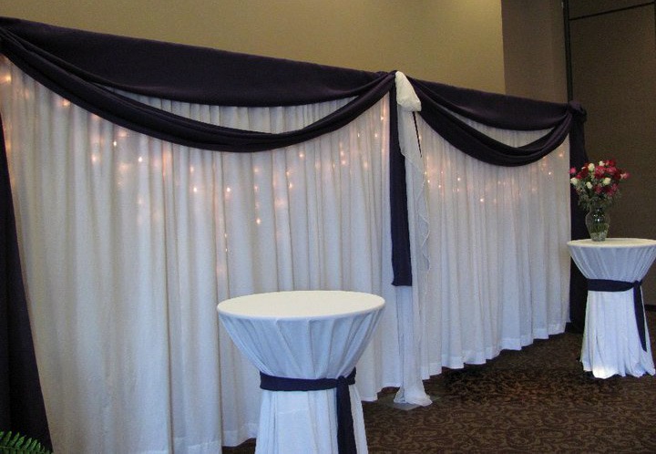 Backdrop curtains with lights and swag.
